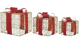Beliani 3 LED kalėdinių dekoracijų rinkinys LYSEREN 20/25/30 cm, kalėdinės dovanos, auksinės