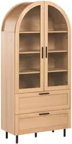 Beliani Vitrina su stikline spintele LACHINE 80 cm, šviesiai ruda