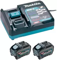 komplektas zasilający: 2x5,0Ah + kroviklis DC40RA, 40V XGT Makita [PSKGRT2]