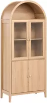 Beliani Vitrina su stikline spintele MONTREAL 78 cm, šviesiai ruda