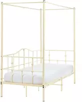 Beliani Lova su baldakimu Metal ARTONNE 90 × 200 cm, smėlio spalvos