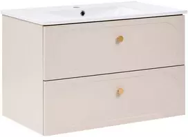 Beliani Pakabinama vonios spintelė su praustuvu „TARUMIR“, 80 cm, smėlio spalvos