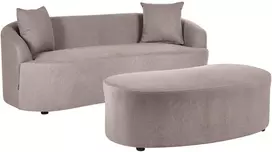 Beliani AMAL sofa su pufu, smėlio ir pilkos spalvos