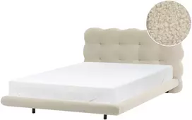 Beliani Boucle lova SOULISSE 120 x 200 cm, smėlio spalvos