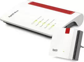 Šakotuvas FRITZ!Box 5530 Fiber + FRITZ!Repeater 1200 AX Bundle mit WiFi 6 Maršrutizatorius und WiFi 6 Repeater
