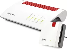 Šakotuvas FRITZ!Box 7590 AX be ISDN + FRITZ!Repeater 1200 AX Bundle aus WiFi 6 Maršrutizatorius & WiFi 6 Repeater