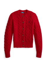 Polo Ralph Lauren - Cable-Knit Wool-Cashmere Cardigan - Megztinis - Raudona