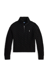 Polo Ralph Lauren - Cable Wool-Cashmere Half-Zip Sweater - Megztinis - Juoda