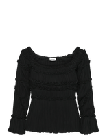 Laagam - Petra Black Textured Blouse - Marškinėliai ilgomis rankovėmis - Juoda