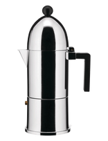 Alessi - Espresso Maker In Aluminum Handle And Knob In Thermoplastic, Black 6 Cups - Mokos kavinukas - Juoda