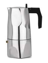 Alessi - Espresso Maker In Die-Cast Aluminum Handle And Knob In Thermoplastic, Black 6 Cups - Mokos kavinukas - Sidabro