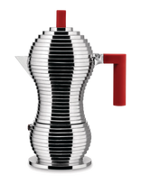 Alessi - Espresso Maker In Aluminum Handle/Knob In Pa, Red Induction Filter American Coffee 6 Cups - Mokos kavinukas - Raudona
