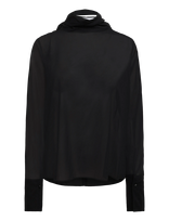 Ahlvar Gallery - Rika See-Through Silk Blouse - Marškinėliai ilgomis rankovėmis - Juoda
