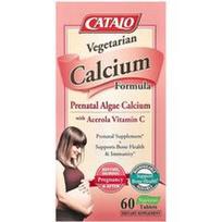 CATALO, Vegetariška kalcio formulė, prenatalinis dumblių kalcis su Acerola vitaminu C, 60 vegetariškų tablečių