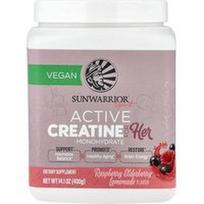 Sunwarrior, Sport, aktyvus kreatino monohidratas moterims, aviečių ir šeivamedžio uogų limonadas, 400 g