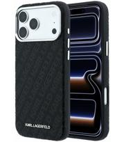 Juodas dėklas Apple iPhone 18 Pro telefonui "Karl Lagerfeld PU Grained Allover Semi Wrap Magsafe Case"