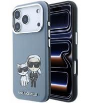 Mėlynas dėklas Apple iPhone 18 Pro telefonui "Karl Lagerfeld PU Semi Wrap Smooth Sketch Bodies Magsafe Case"