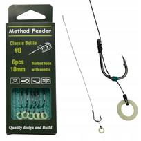 Karpių kabliukai su pavadėliu Method Feeder #6, tefloniniai