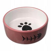 Keraminis dubenėlis katėms Miska Magic Cat, rožinis/baltas, 12,5x4,5 cm, 350 ml