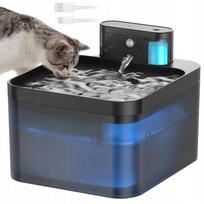 Gyvūnų vandens fontanas su filtru, 2,2 l, LED, mėlynas, tylus