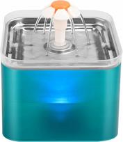 Automatinis vandens fontanas šunims ir katėms, nerūdijančio plieno, su LED, filtru, 2 l