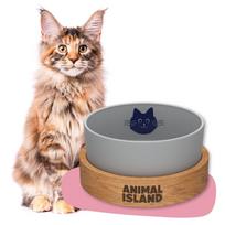 Keraminis dubenėlis katėms su stovu Animal Island, 900 ml, pilkas