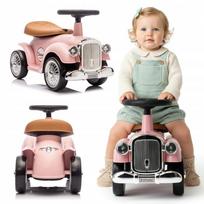 Retro lenktyninis stumdukas-vaikštynė Sun Baby vienerių metų vaikui su putplasčio ratukais