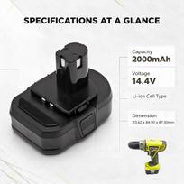 2000 mAh for Ryobi BPL1414,130171003