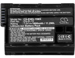 1600 mAh for NiKon EN-EL15,EN-EL15A,EN-EL15B,EN-EL15c