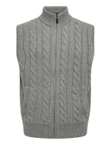 Polo Ralph Lauren - Cable-Knit Wool-Cashmere Sweater Vest - Megzta liemenė - Pilka