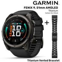 GARMIN Fenix 9 51mm AMOLED, Carbon DLC Black + Vented Titanium Bracelet, Carbon Gray DLC sportinis laikrodis 010-04763-11 / 010-12864-09