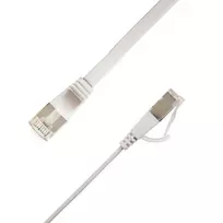 LinkIT Plokščias U/FTP Cat6A Ethernet tinklo kabelis, baltas, 3,5m STP-FL6A-00350-WH