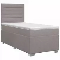 Spyruoklinė lova su čiužiniu Taupe 90 x 200 cm Audinys
