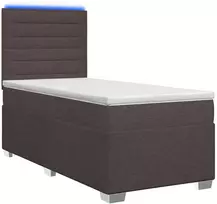 Spyruoklinė lova su čiužiniu Tamsiai rudas 90 x 200 cm Audinys