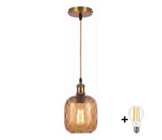 BRILAGI - LED liustra su laidu RETRO GLASS 1xE27/60W/230V Ø14 cm auksinė/dūminė ruda