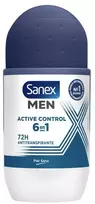 Sanex Men Active Control 6-in-1 roll-on dezodorantas, 72 h rutulinis antiperspirantas vyrams, 50 ml