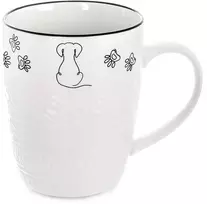 Porcelianinis puodelis su šuns motyvu, baltas, 380 ml, 12,5 × 8,5 × 10,5 cm