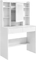 Kosmetinis staliukas su LED veidrodžiu ir 2 stalčiais, baltas, 90 x 40 x 144,7 cm