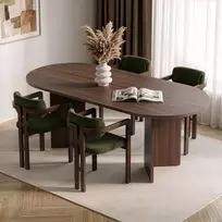 Išskleidžiamas valgomojo stalo ir kėdžių komplektas (5 dalys), „Hanah Home“, Milano riešutmedis tamsus riešutmedis žalias, 180 x 75 x 90