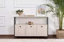 Konsolė, „Hanah Home“, travertinas, juoda, 20 x 77 x 30