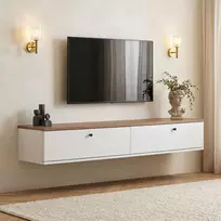 TV staliukas, „Hanah Home“, atlantinė pušis, baltas, 160 x 25 x 25