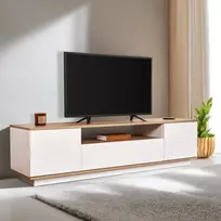 TV staliukas, „Hanah Home“, baltas, „Cadiz Oak“, 180 x 44,6 x 44,5