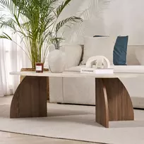 Kavos staliukas, „Hanah Home“, travertinas, „Venezia Walnut“, 120 x 40 x 60