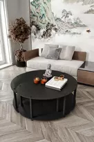 Kavos staliukų komplektas, „Hanah Home“, juodas, 70 x 38 x 70