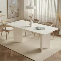 Valgomojo stalas, „Hanah Home“, baltas medinis stalas, 180 x 75 x 90