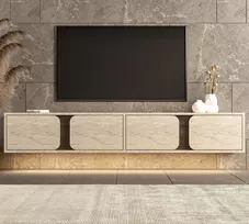 TV staliukas, „Hanah Home“, travertinas, riešutmedis, 180 x 30 x 30