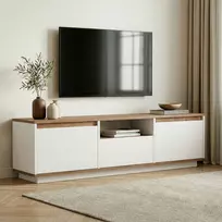 TV staliukas, „Hanah Home“, atlantinė pušis, baltas, 160 x 42 x 30