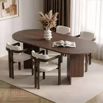 Išskleidžiamas valgomojo stalo ir kėdžių komplektas (5 dalys), „Hanah Home“, Milano riešutmedis Tamsus riešutmedis Baltas, 180 x 75 x 90