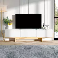 TV staliukas, „Hanah Home“, baltas, safyro ąžuolo spalvos, 180 x 44,6 x 30