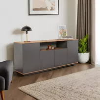 Konsolė, „Hanah Home“, antracito spalvos, atlantinė pušis, 180 x 75 x 44,5
